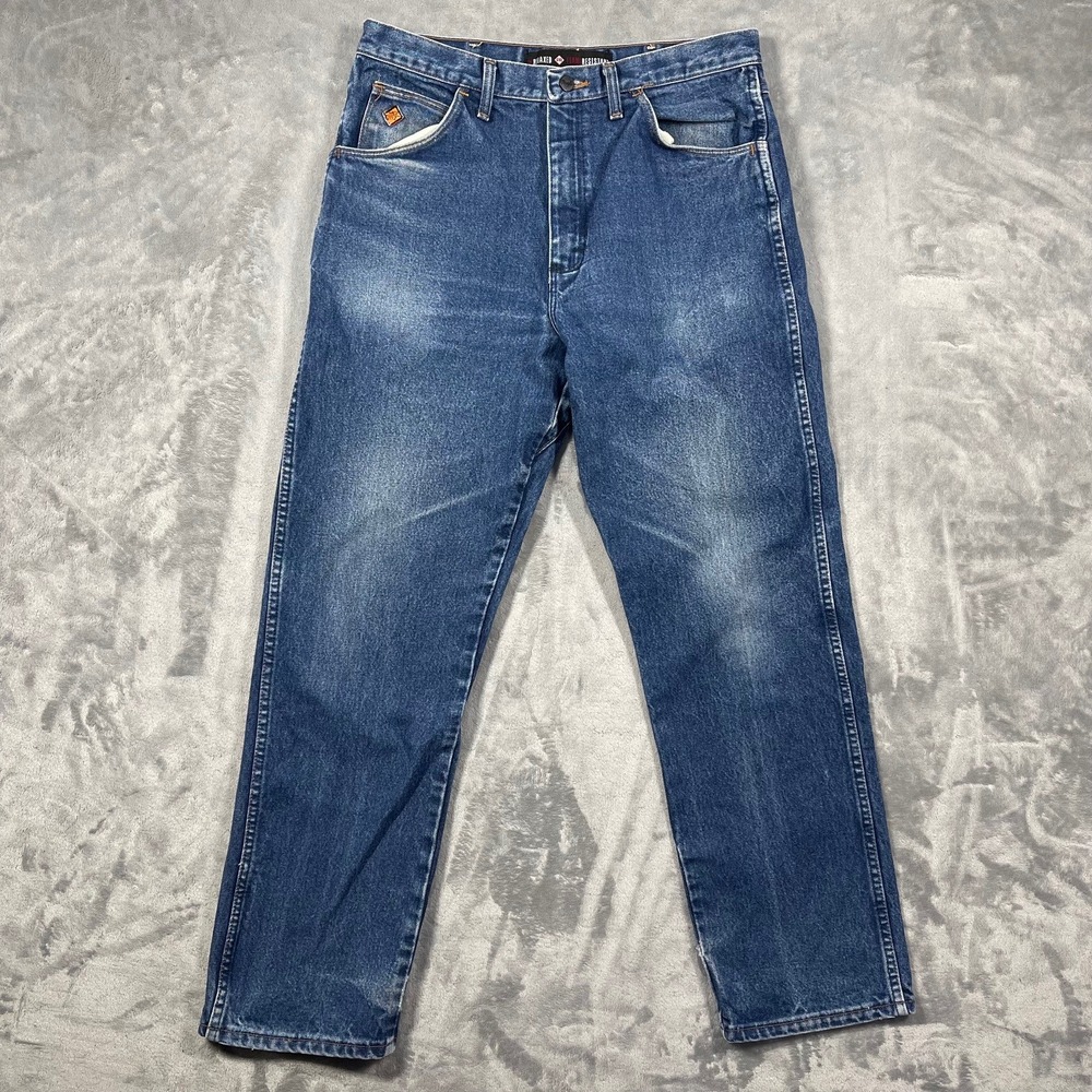 Wrangler FR Relaxed Fit Flame Resistant Work Jeans Mens 34(32)x32 Blue Western